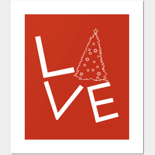 Love Christmas with Tree Line Drawing Posters and Art